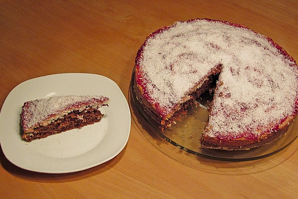 Kakaokuchen mit Kokosbelag