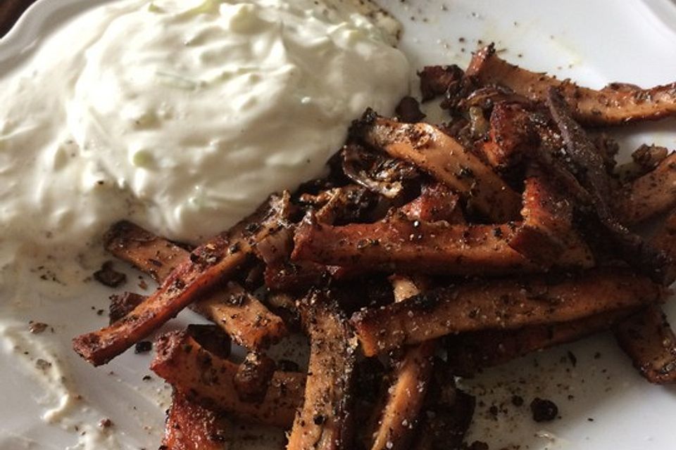 Fleischkäse - Pfanne mit Tzatziki