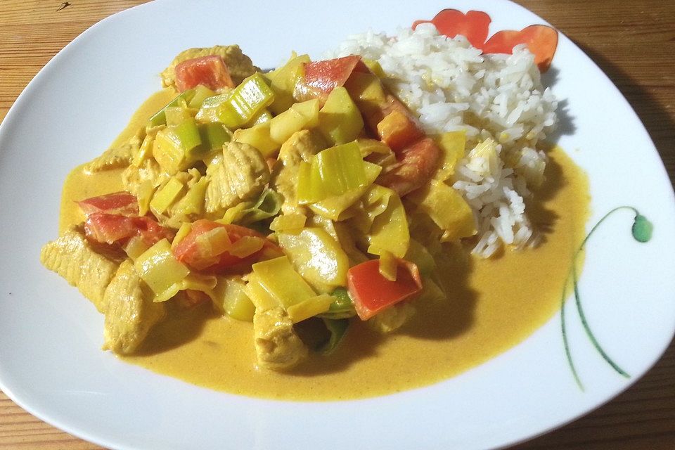 Farbenfrohes Putencurry