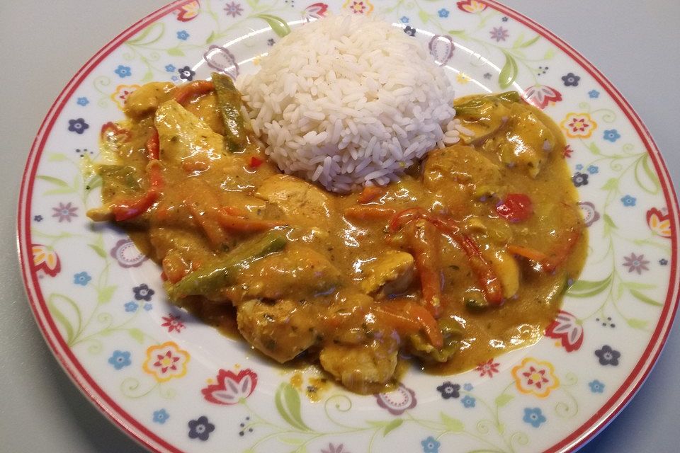 Farbenfrohes Putencurry