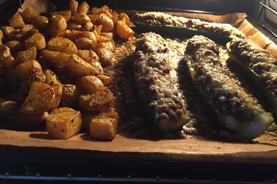 Zucchini mit Hackfleisch-Reisfüllung