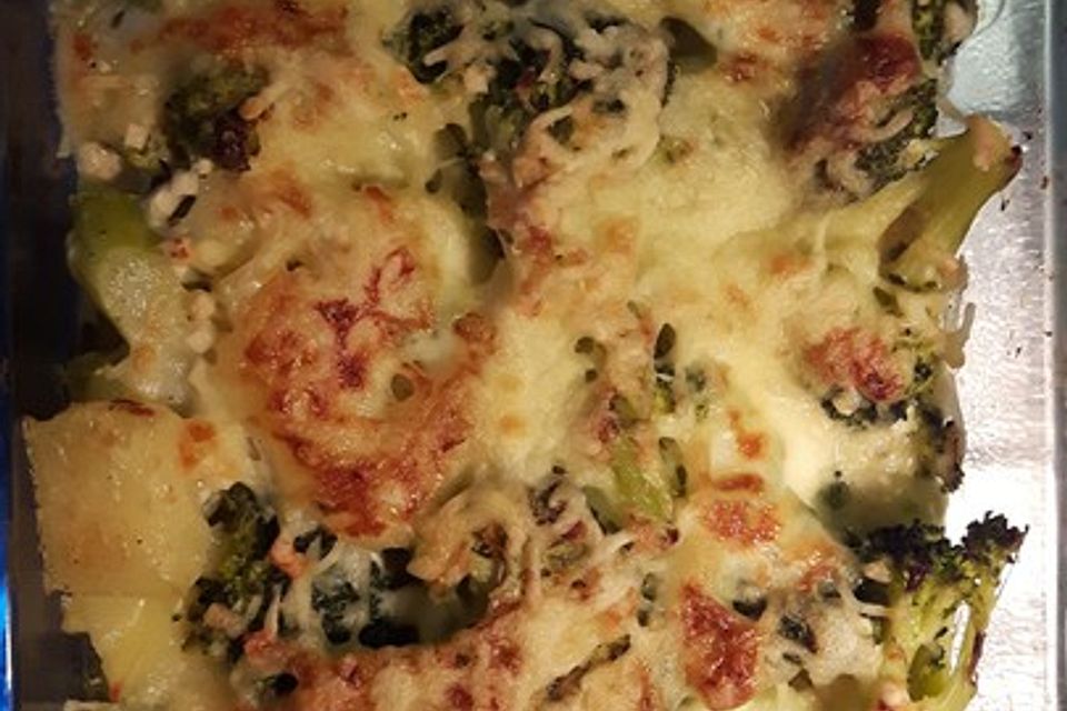 Brokkoli - Frischkäse - Gratin