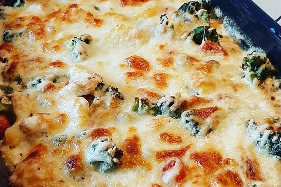 Brokkoli - Frischkäse - Gratin