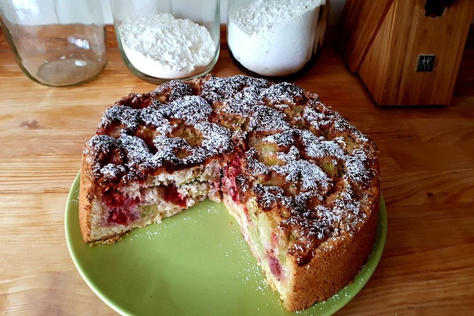 Rhabarberkuchen mit Kokosflocken