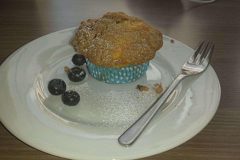 Amerikanische Blaubeermuffins mit Zimtkruste