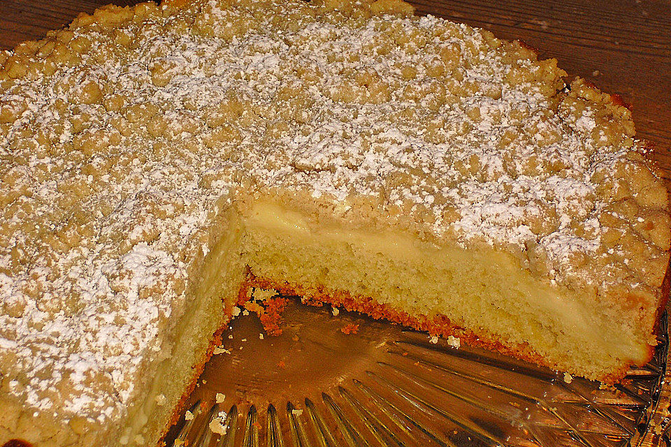 Streuselkuchen mit Pudding