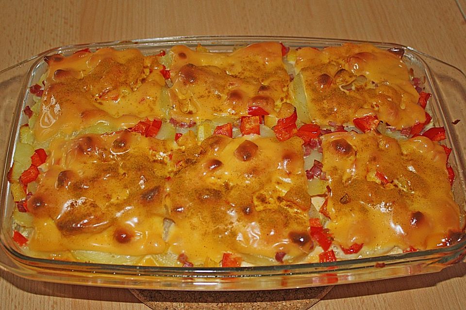 Kartoffelauflauf mit Schmelzkäsescheiben