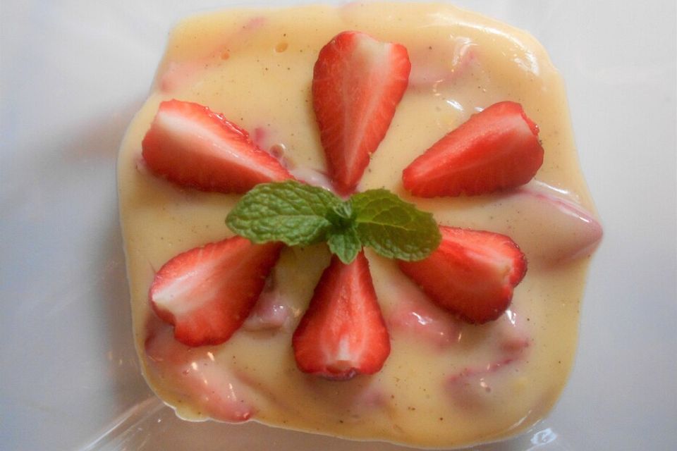 Vanillepudding mit Erdbeeren