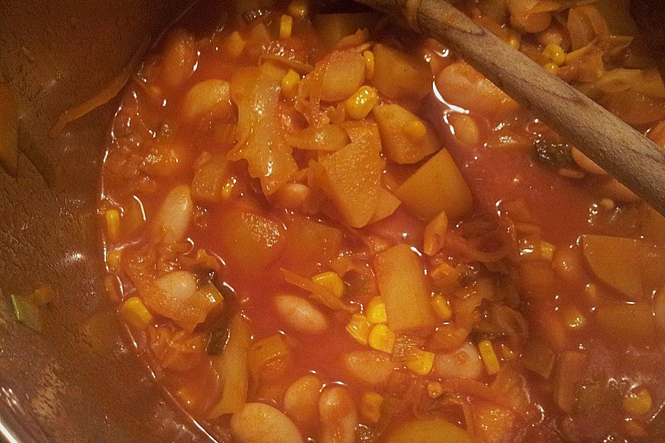 Mexikanische Gemüsesuppe mit Tortillachips