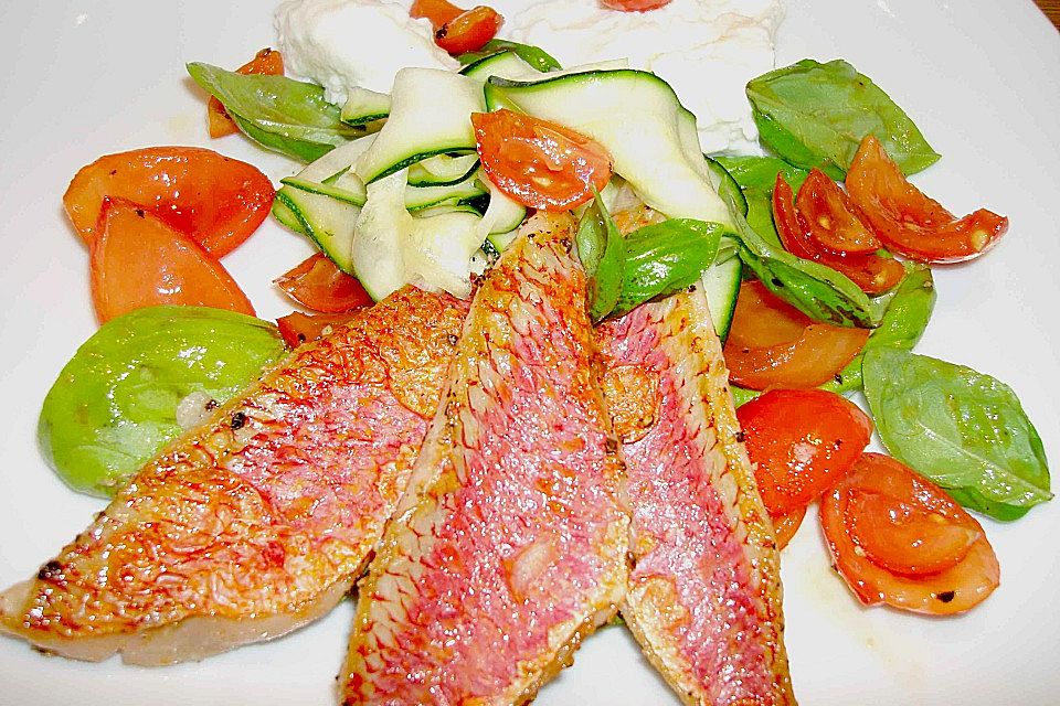 Rotbarbenfilets mit Zucchini - Caprese