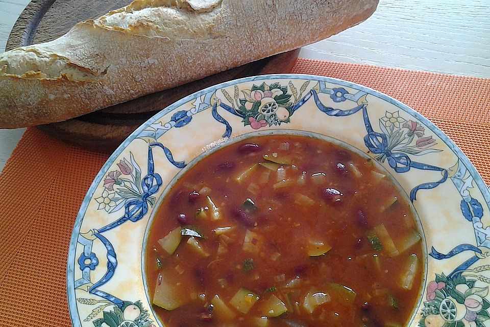 Bohnen - Zucchini - Eintopf, scharf