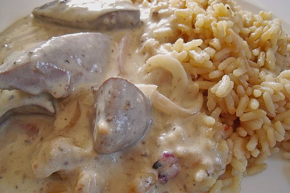 Putenleber in Lorbeer/Weinsauce