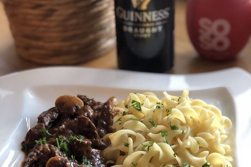 Rindergeschnetzeltes mit Guinness-Sauce