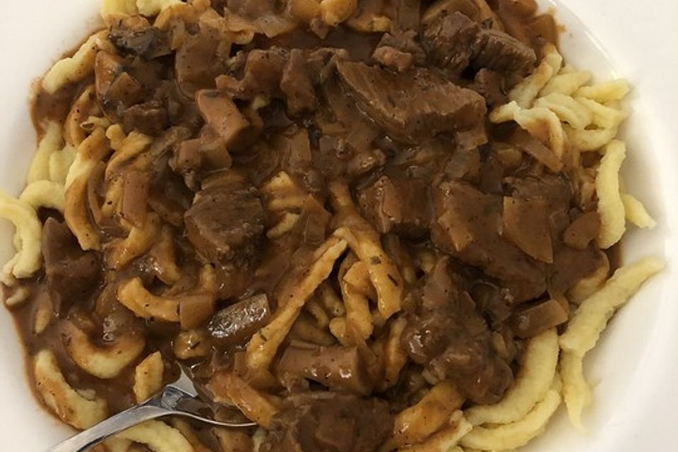 Rindergeschnetzeltes mit Guinness-Sauce