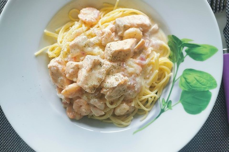 Spaghetti in Shrimps - Zitronensauce