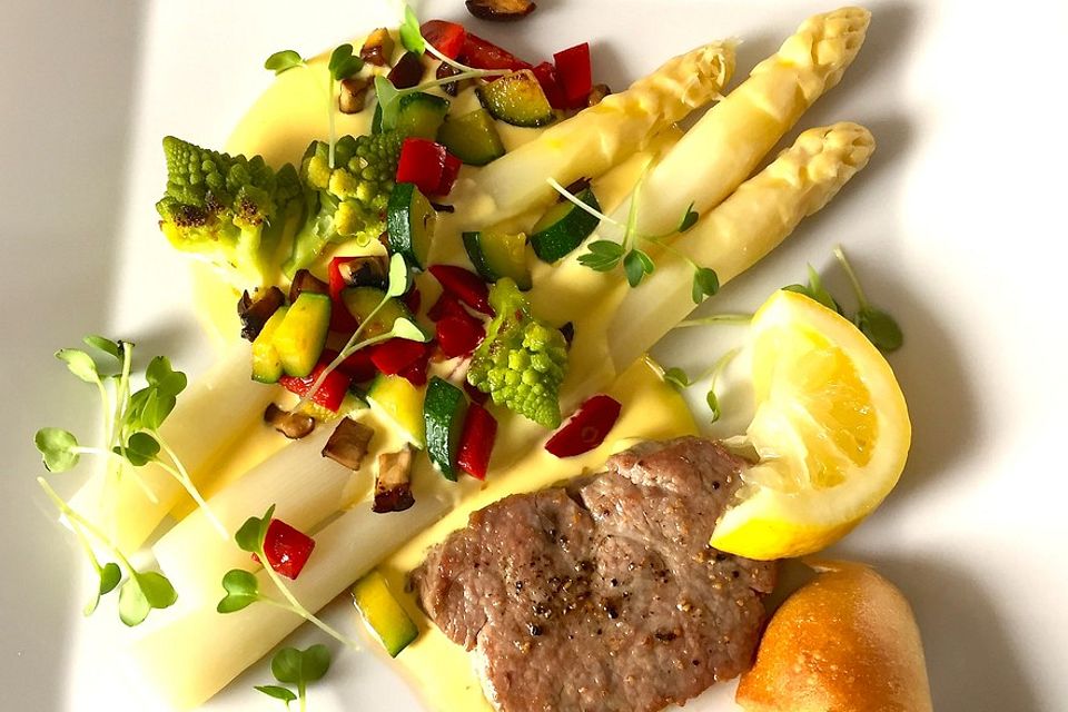 Spargel überbacken mit Filetsteaks