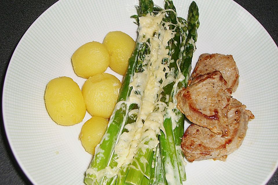 Spargel überbacken mit Filetsteaks