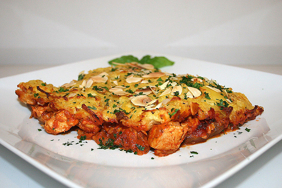 Sherry-Hähnchen mit Kartoffelkruste