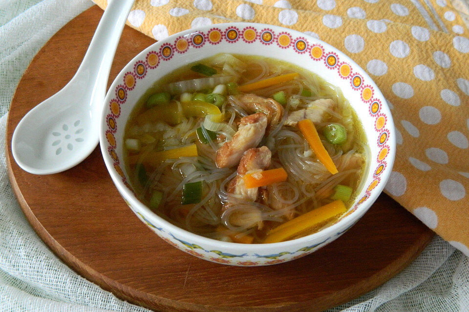 Scharfe asiatische Hühnersuppe