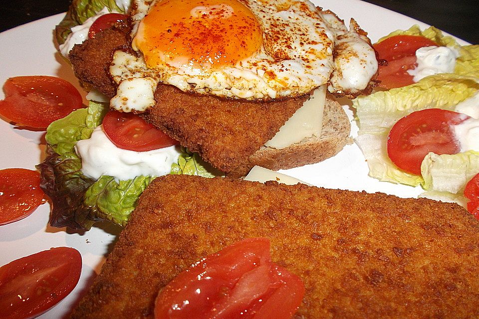 Schnitzel auf Toast