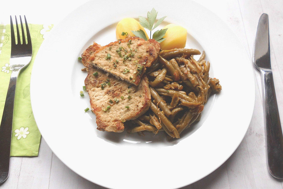 Minutensteaks mit Bohnengemüse