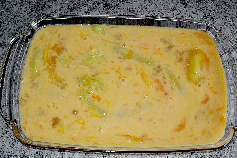 Schoppala mit Eiern überbacken