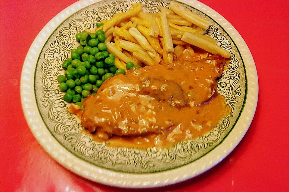 Schweineschnitzel mit Blauschimmelkäse