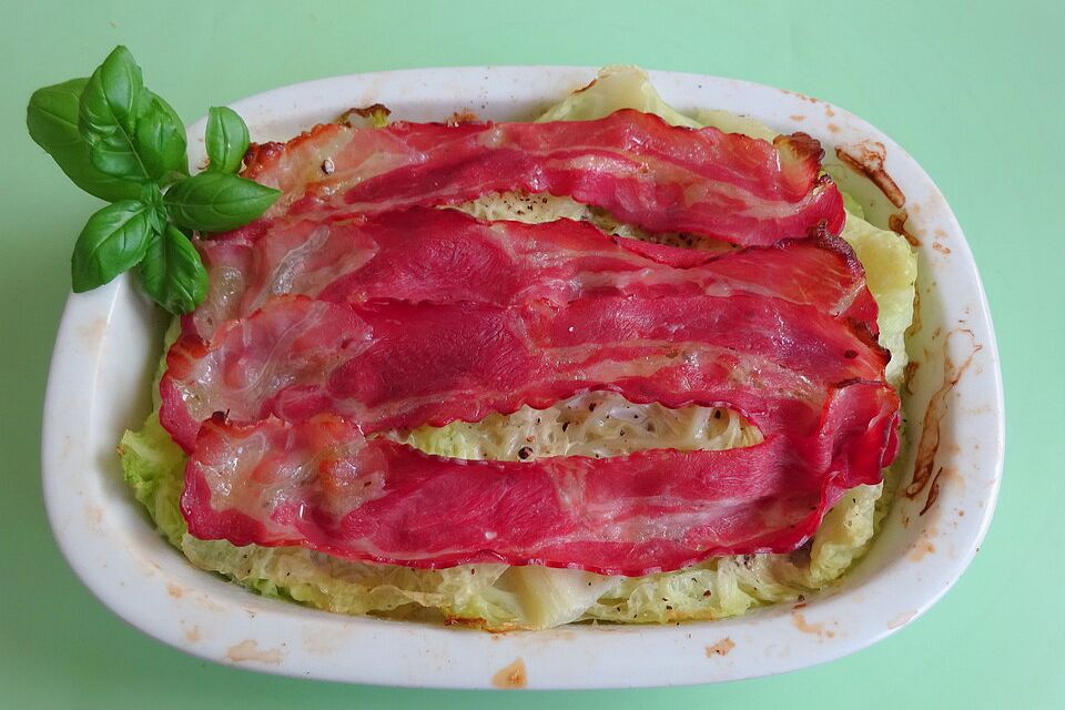 Wirsingauflauf mit Bacon