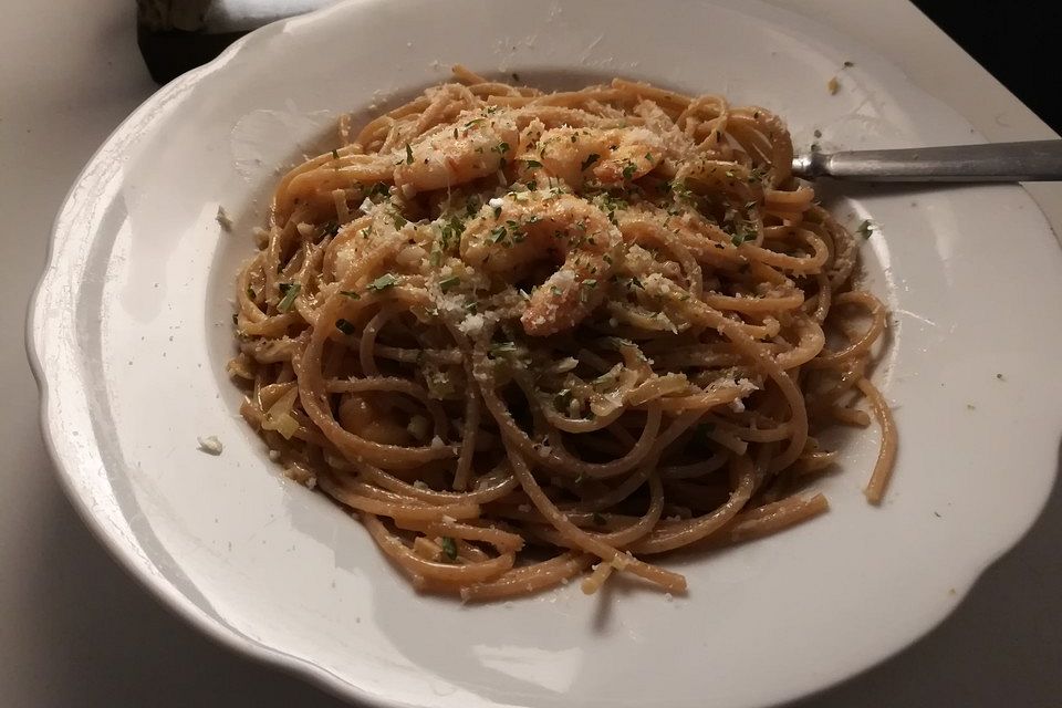 Gambas an Pasta