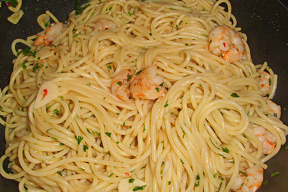 Gambas an Pasta