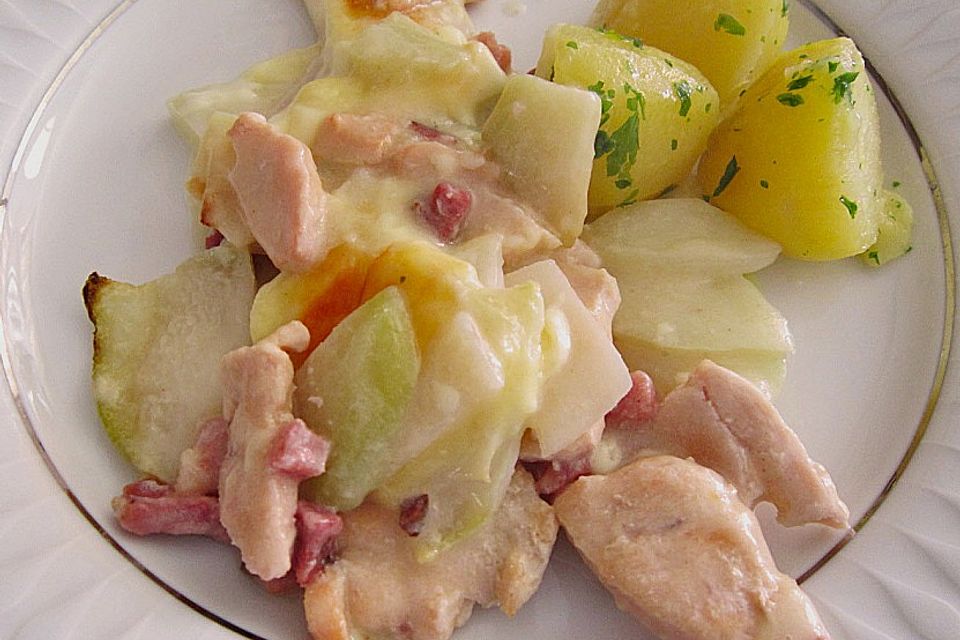 Kohlrabi-Auflauf mit Hähnchenbrust