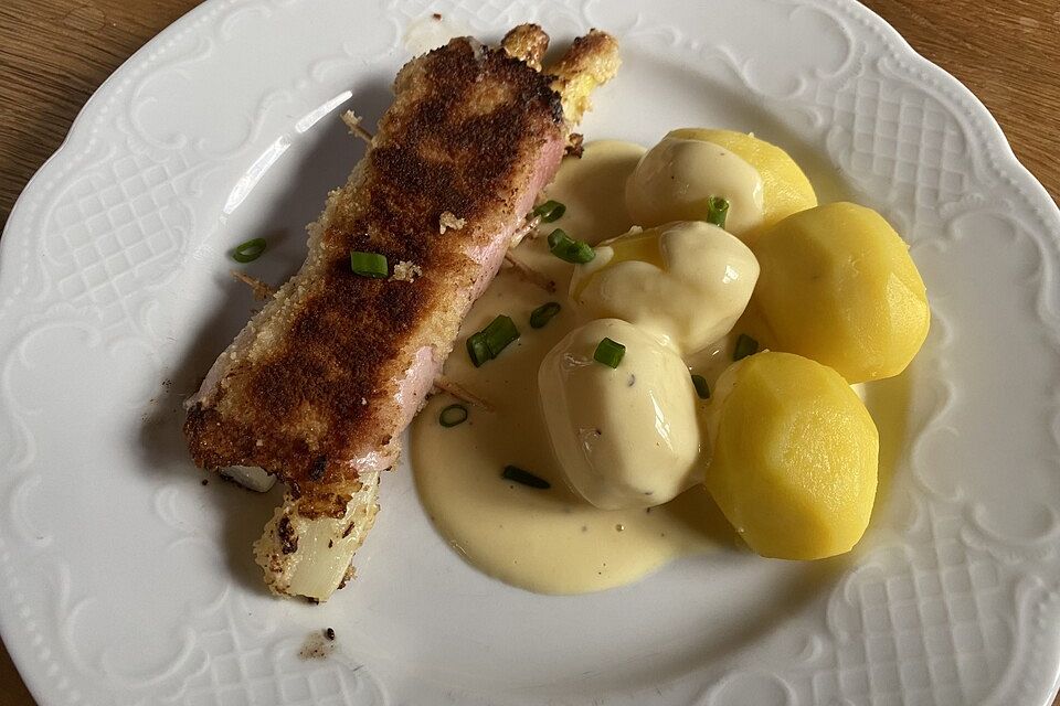 Schinkenröllchen mit Spargel