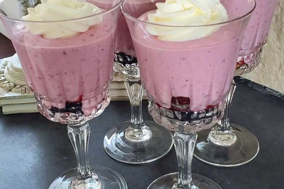 Joghurt - Dessert mit Waldbeermischung