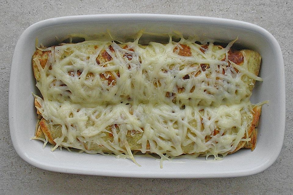 Überbackene Schinken-Käse-Crepes