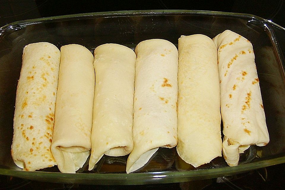 Überbackene Schinken-Käse-Crepes