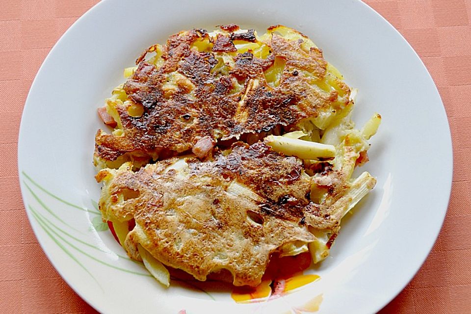 Spargelrösti mit Schinkenwürfeln