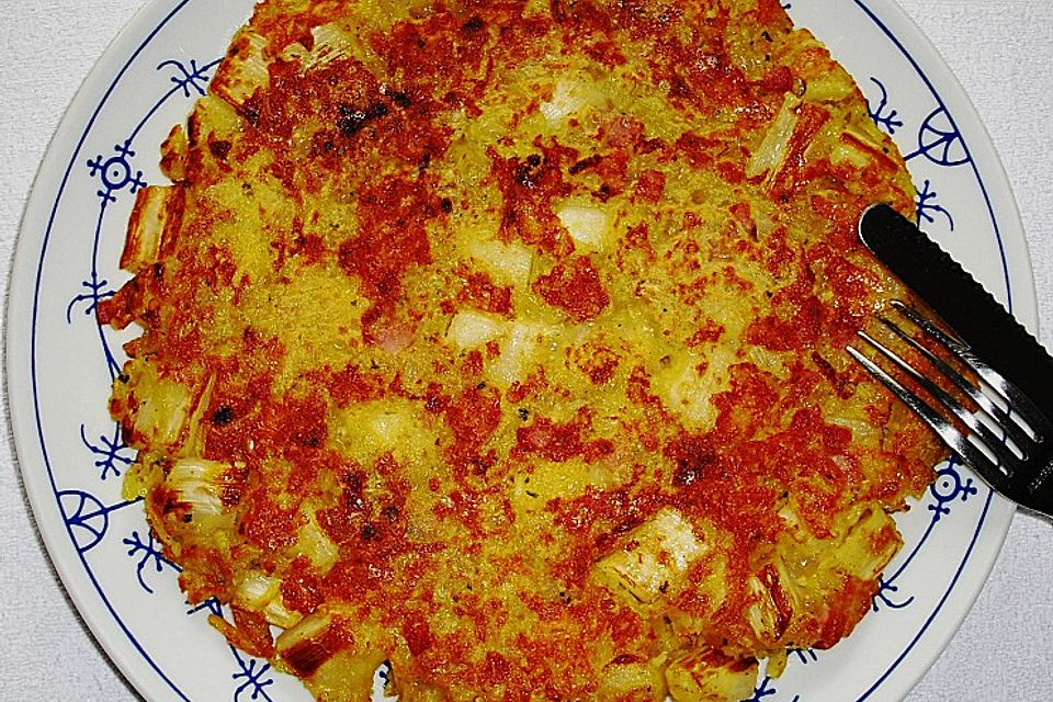 Spargelrösti mit Schinkenwürfeln