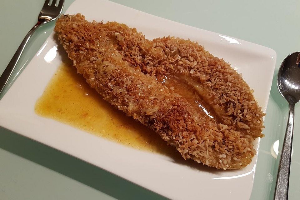 Überbackene Banane mit Orangensauce