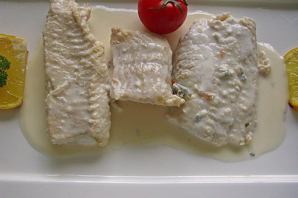 Steinbeißer mit Gorgonzolasoße