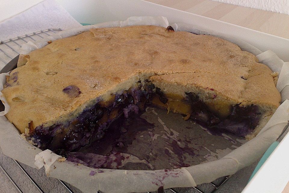 Peach Blueberry Cobbler Pie