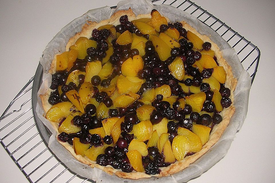 Peach Blueberry Cobbler Pie