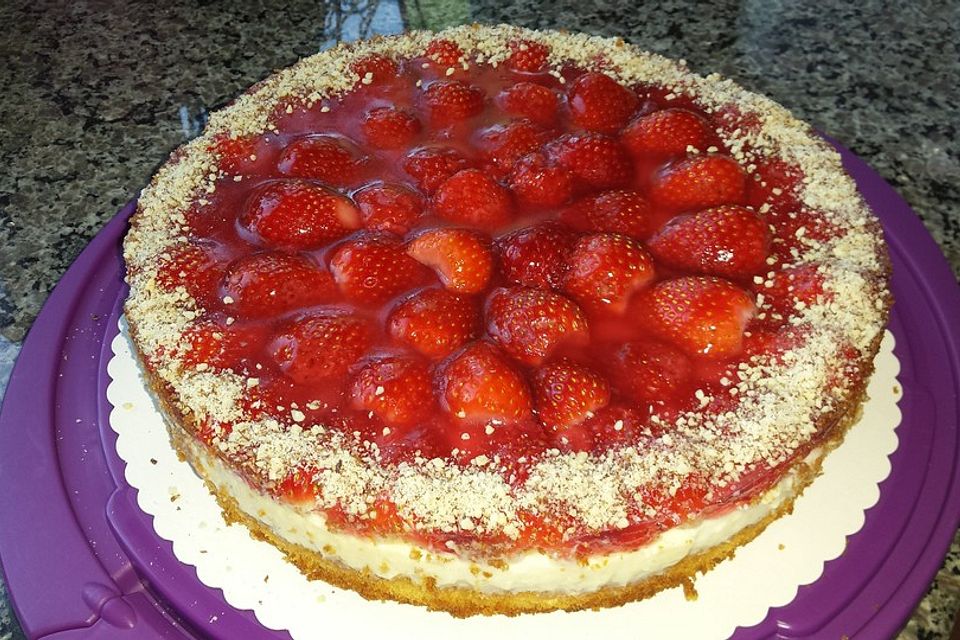 Erdbeerkuchen mit Vanillepudding