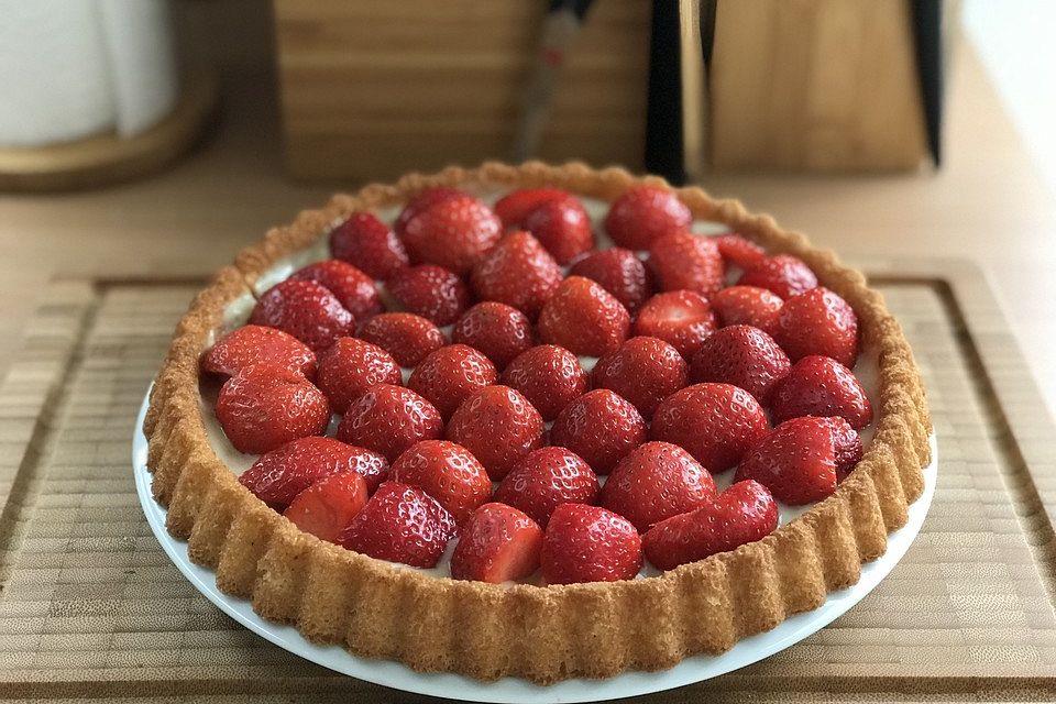 Erdbeerkuchen mit Vanillepudding