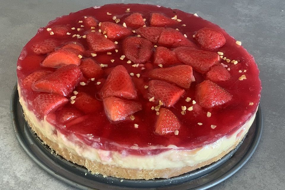 Erdbeerkuchen mit Vanillepudding