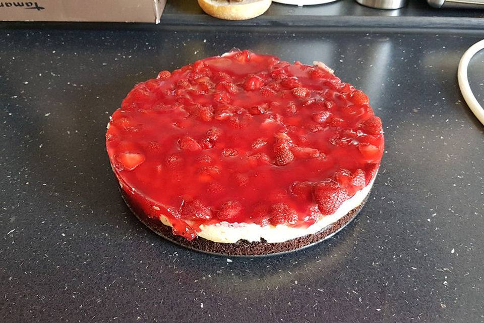 Erdbeerkuchen mit Vanillepudding