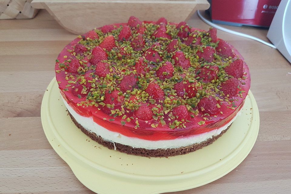 Erdbeerkuchen mit Vanillepudding