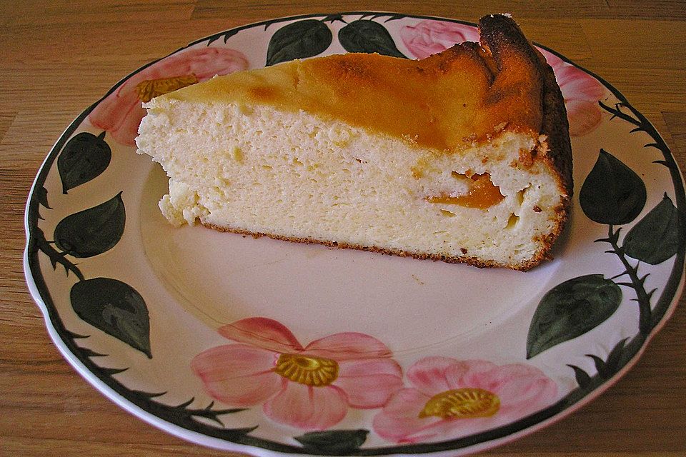 Aprikosenkuchen-Käsekuchen ohne Boden