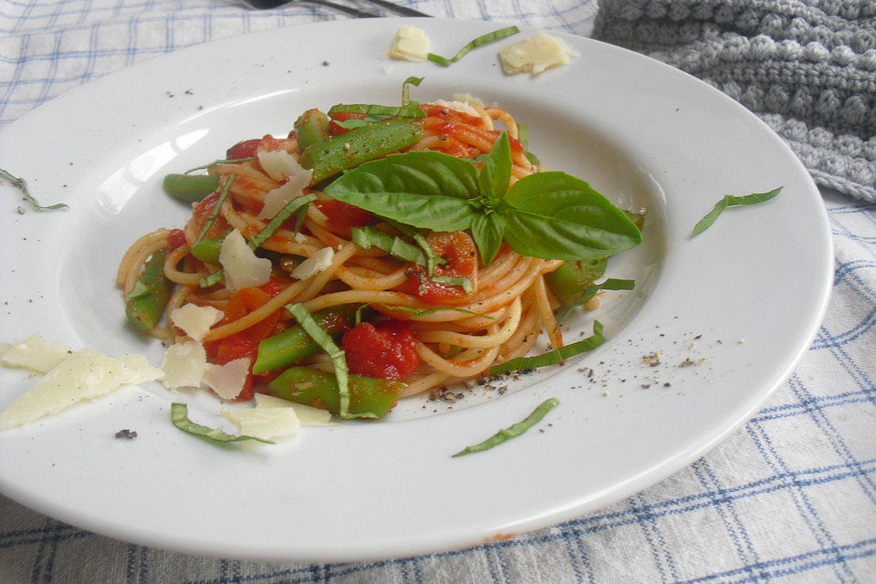 Spaghetti mit grünen Bohnen