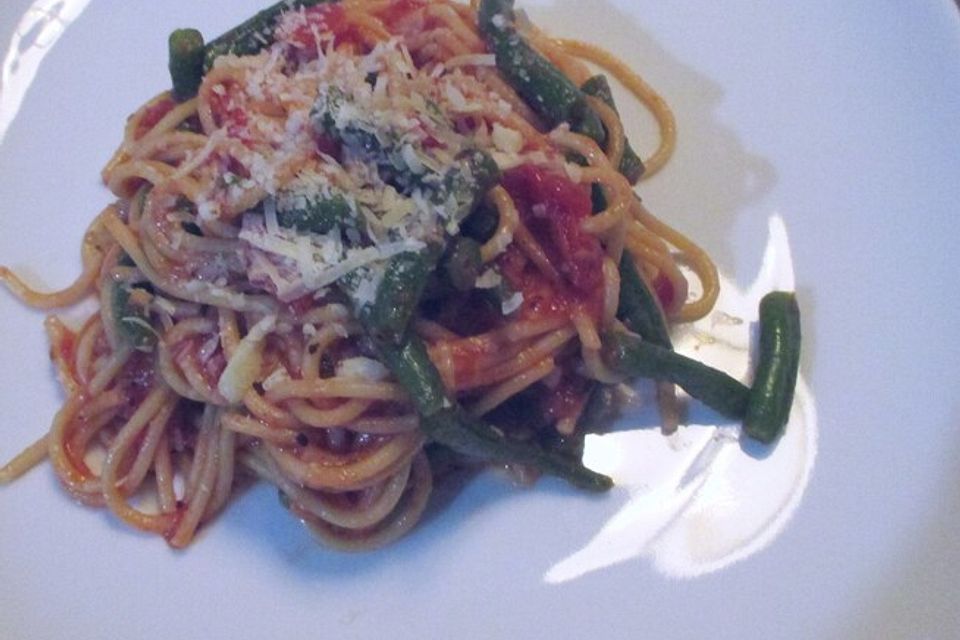 Spaghetti mit grünen Bohnen