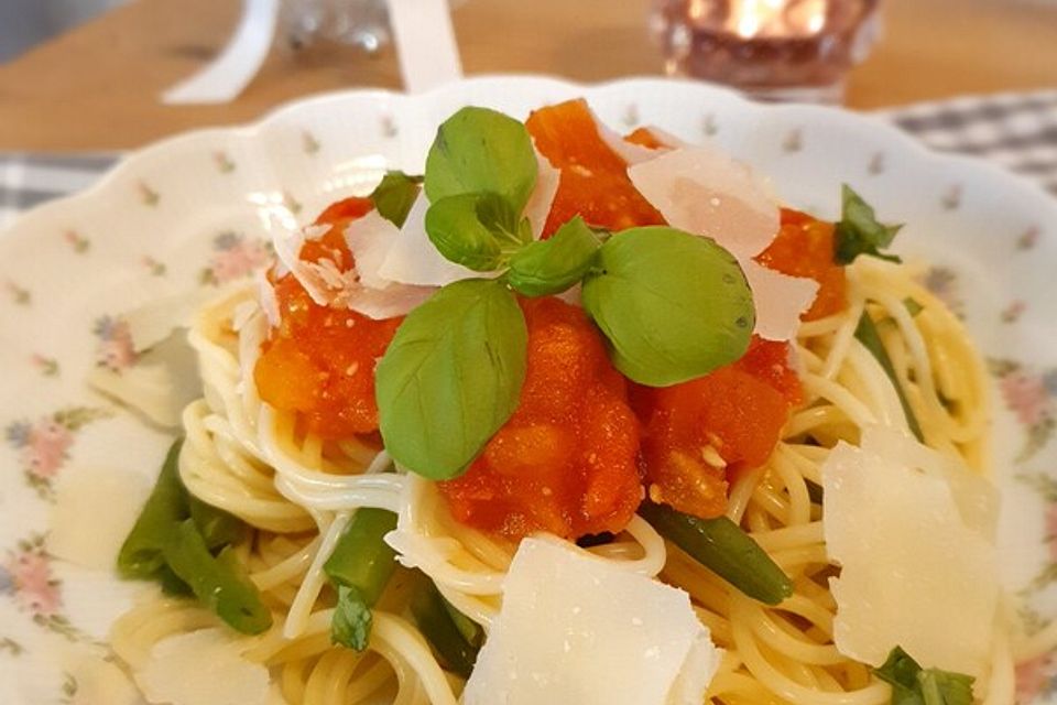 Spaghetti mit grünen Bohnen